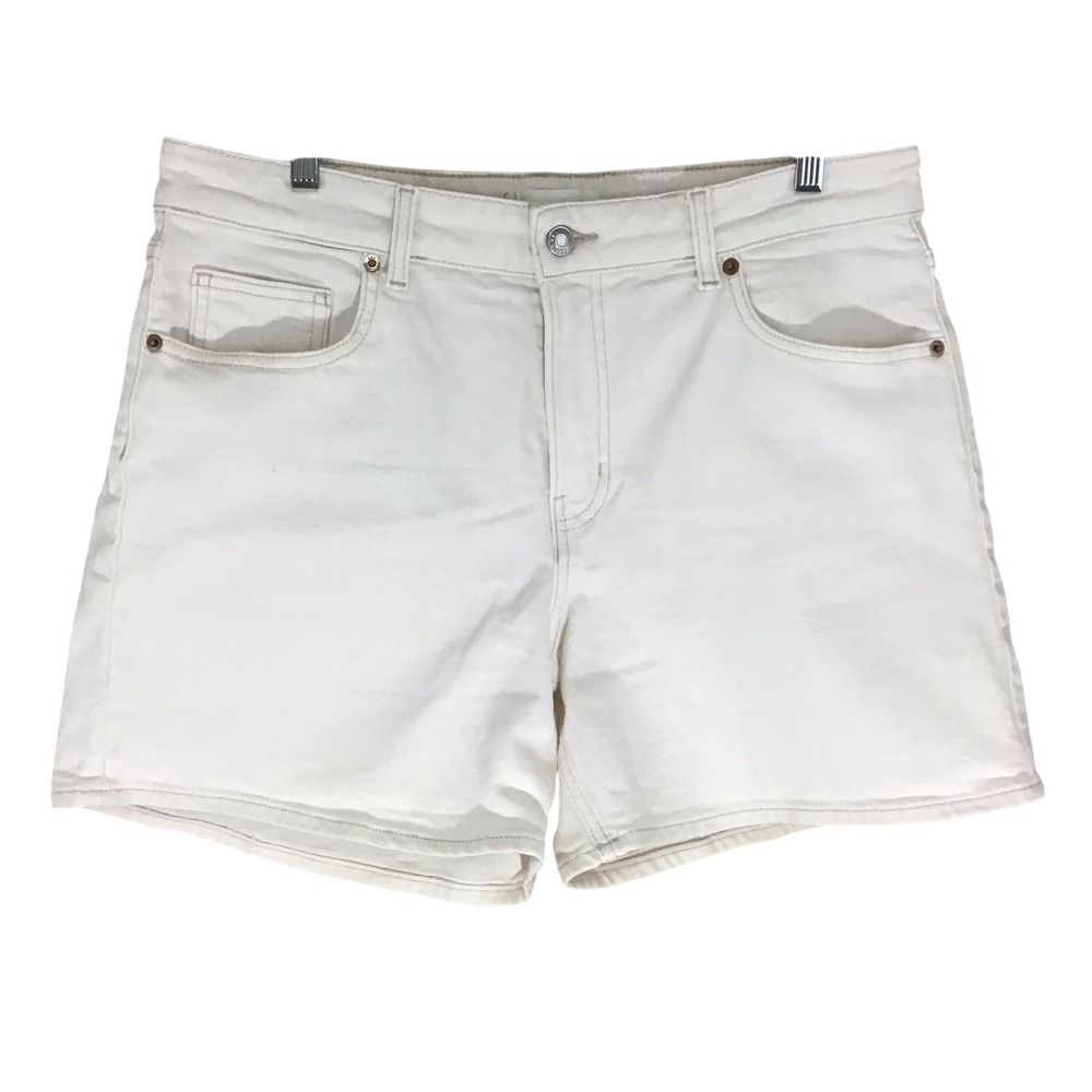 H&M Cream White Denim Shorts High Rise Women Size 14